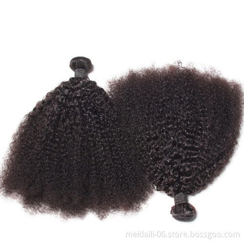 aliexpress hot sale natural color easy to dye human hair double drawn brazilian human hair afro kinky curly